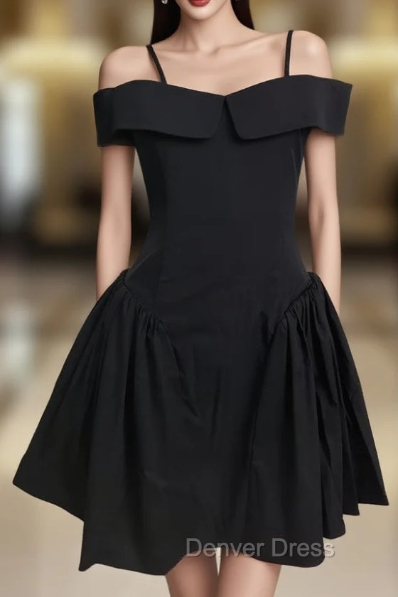 Simple A Line Black Off The Shoulder Homecoming Dresses 18Th Birthday Outfits