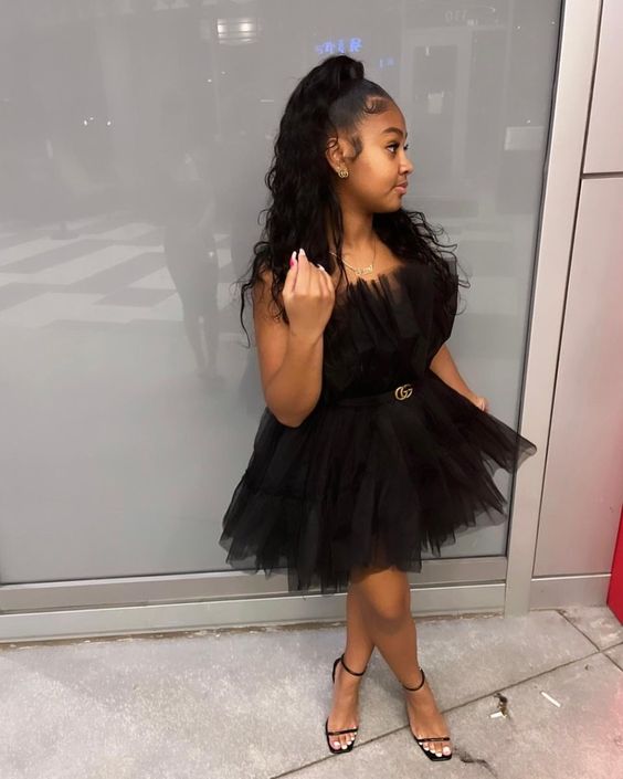 Simple A-Line Black Strapless Tulle Multi-Layered Homecoming Dresses