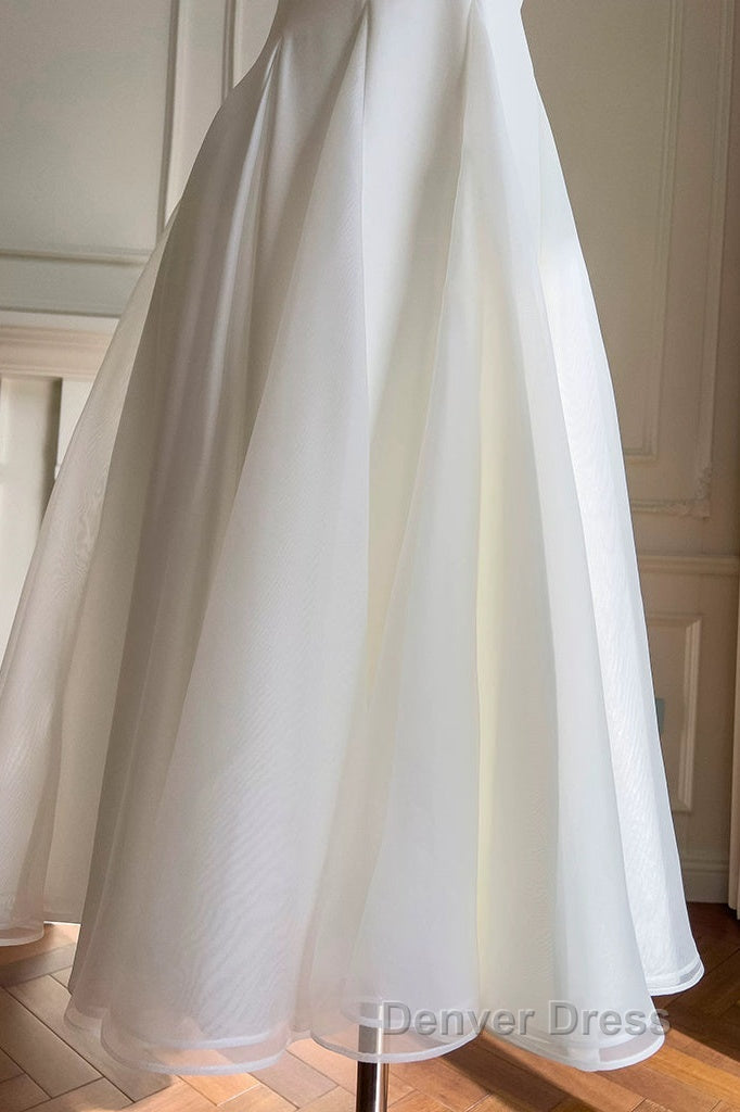 Simple A Line Chiffon Short Ivory Prom Dress, Simple Ivory Bridesmaid Dresses