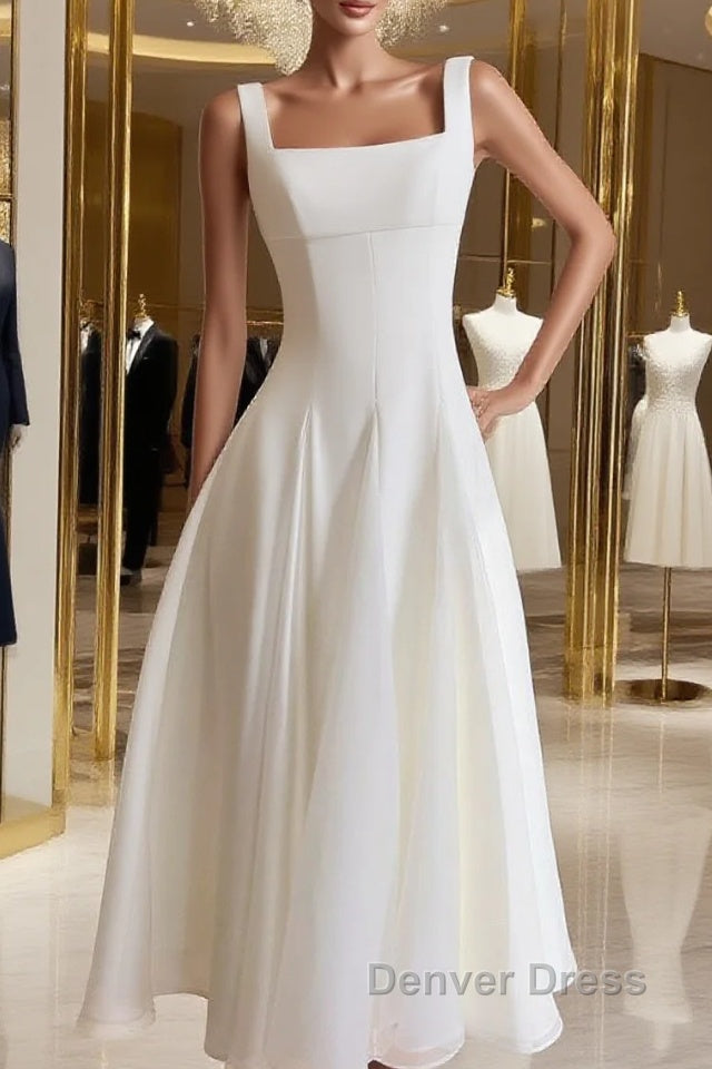 Simple A Line Chiffon Short Ivory Prom Dress, Simple Ivory Bridesmaid Dresses Main image