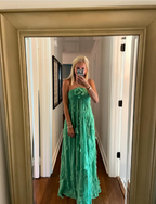 Simple A Line Halter Long Green Prom Dress