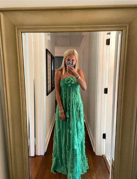 Simple A Line Halter Long Green Prom Dress