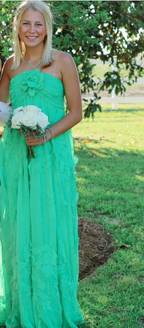 Simple A Line Halter Long Green Prom Dress