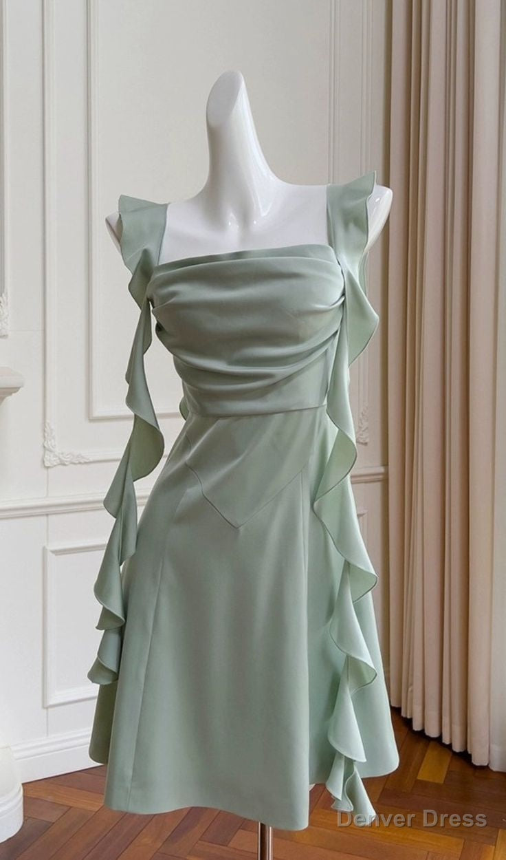 Simple A Line Homecoming Dress Satin Mini Prom Party Dress Main image