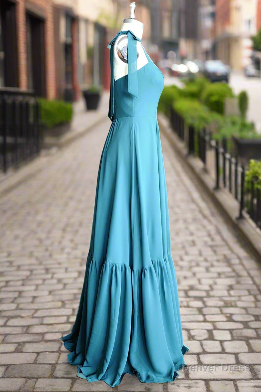 Simple A Line Long Bridesmaid Dress with Pleated Prom Dresses
