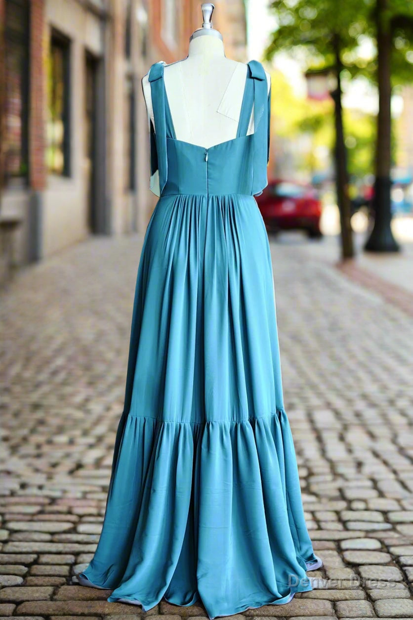 Simple A Line Long Bridesmaid Dress with Pleated Prom Dresses