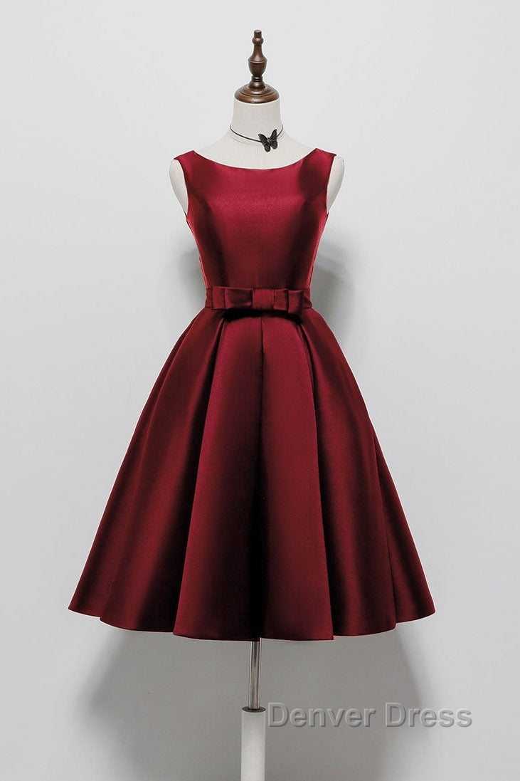 Simple A Line Satin Black Short Prom Dress, Black Homecoming Dresses