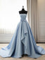 Simple A Line Satin Blue Long Prom Dress, Blue Long Prom Dresses