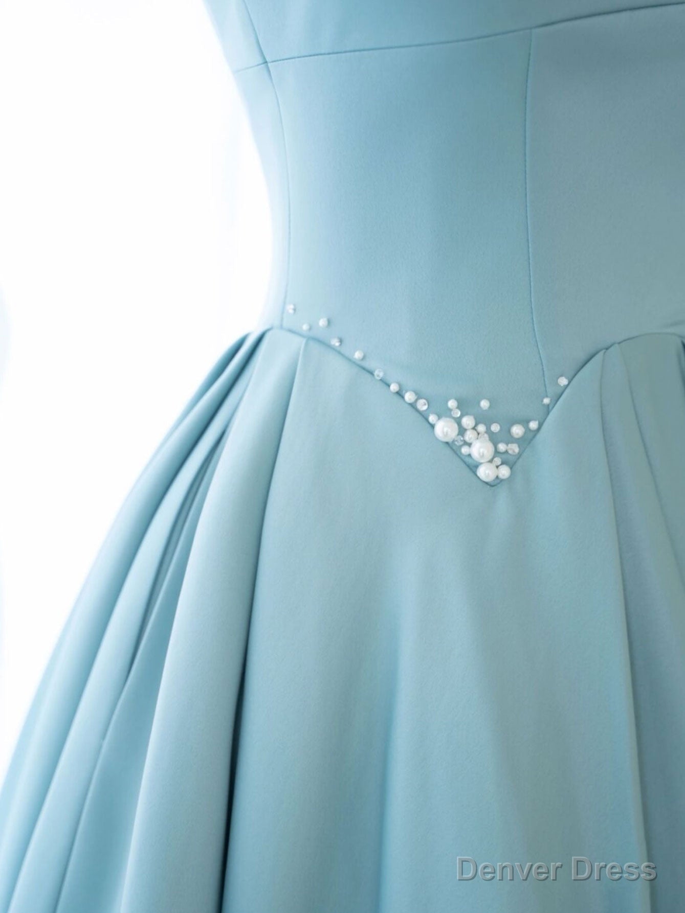 Simple A Line Satin Long Prom Dress, Blue Long Bridesmaid Dresses