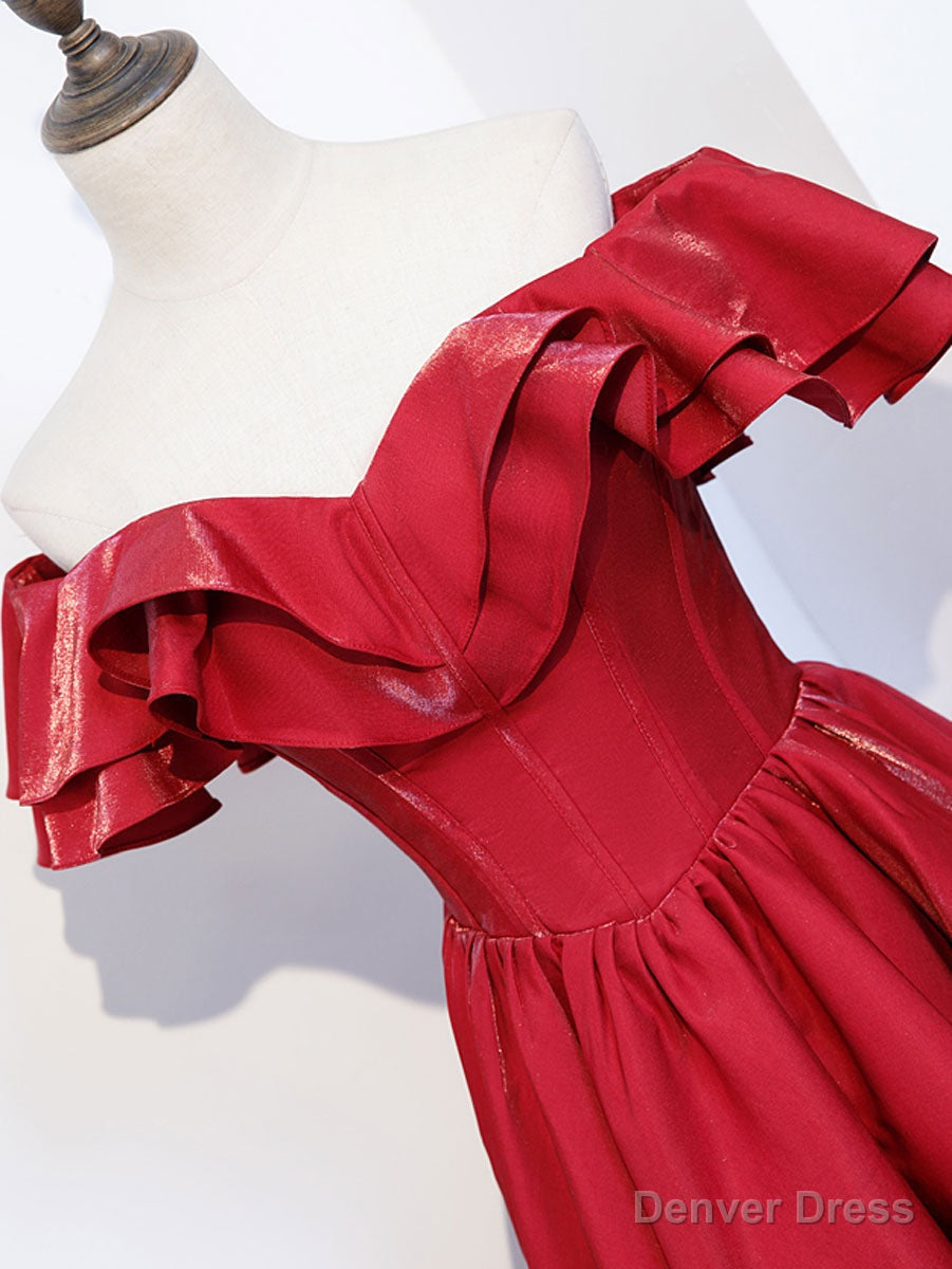 Simple A Line Satin Long Prom Dress, Burgundy Bridesmaid Dresses