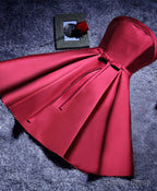 Simple A Line Satin Short Prom Dress, Prom Bridesmaid Dresses