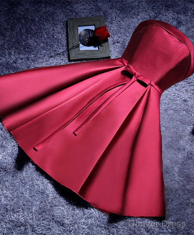 Simple A Line Satin Short Prom Dress, Prom Bridesmaid Dresses