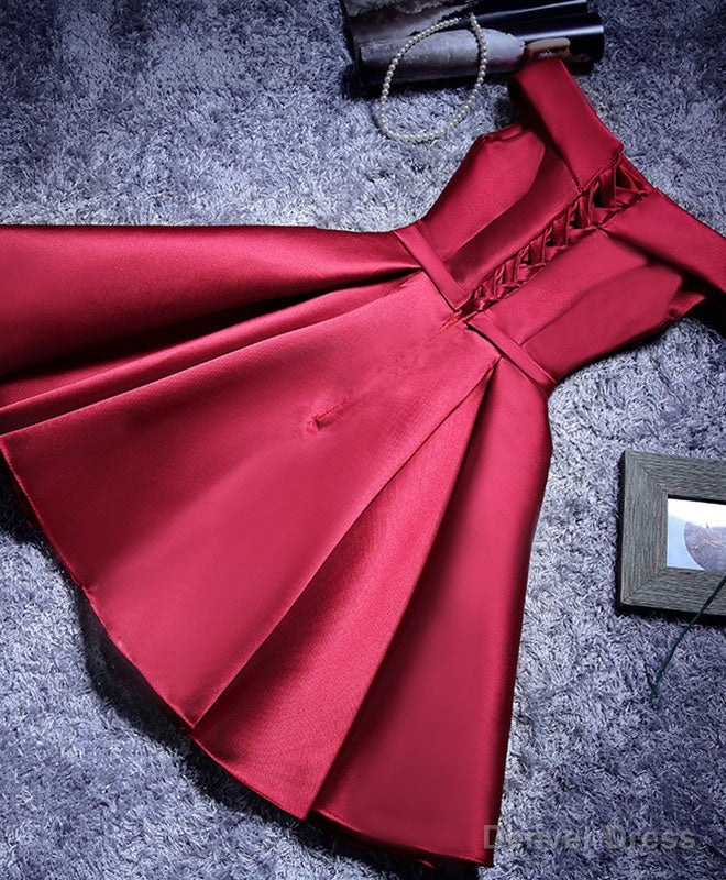 Simple A Line Satin Short Prom Dress, Prom Bridesmaid Dresses
