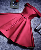 Simple A Line Satin Short Prom Dresses, Formal Bridesmaid Dresses