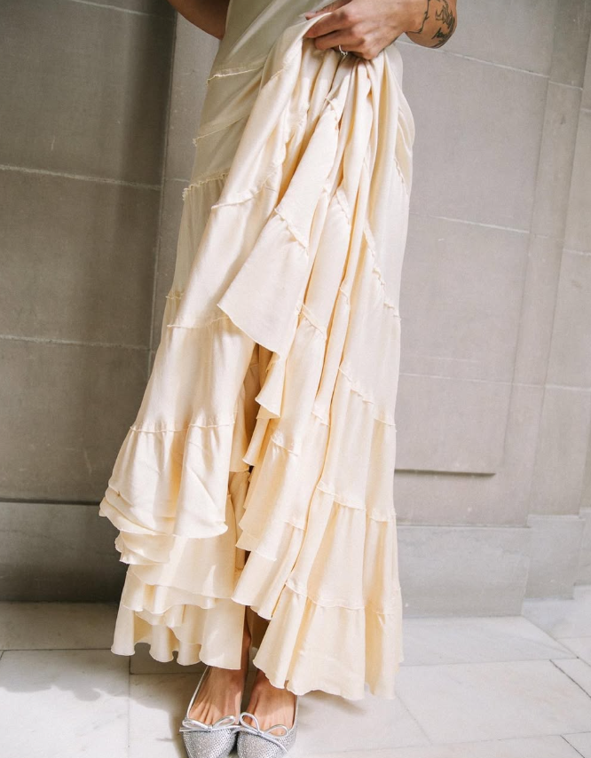 Simple A Line Spaghetti Strap Light Champagne Satin Prom Dress