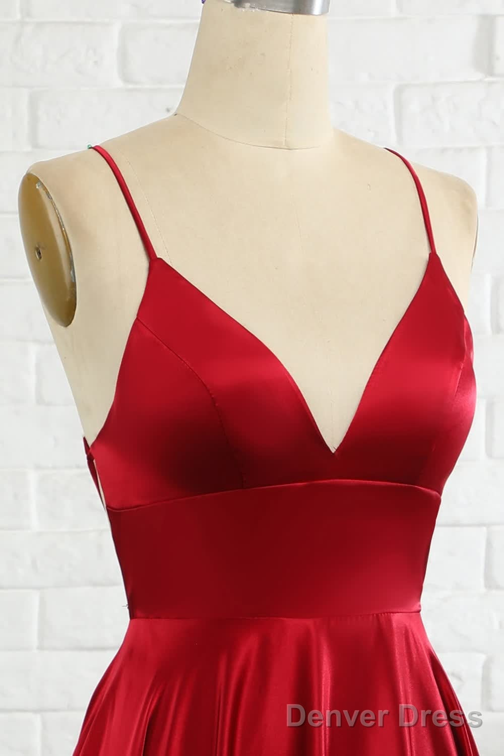 Simple A Line Spaghetti Straps Burgundy Long Prom Dresses with Cirss Cross Back
