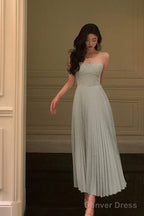 Simple A Line Spaghetti Straps Dusty Blue Prom Dresses Birthday Outfits Prom Gowns