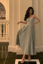 Simple A Line Spaghetti Straps Dusty Blue Prom Dresses Birthday Outfits Prom Gowns