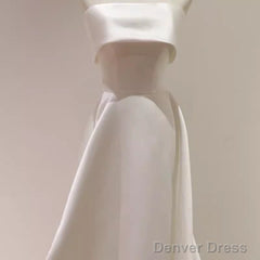 Simple A Line Strapless Satin Ivory Wedding Dresses