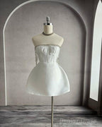 Simple A Line Strapless White Homecoming Dresses 16Th Birthday Outfits