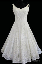 Simple A-Line Straps Jewel Knee-Length Lace Beach Wedding Dresses