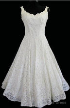 Simple A Line Straps Jewel Knee Length Lace Beach Wedding Dresses