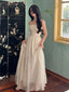 Simple A Line Straps Long Ivory Prom Dresses Birthday Outfits