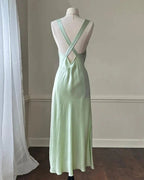 Simple A Line Straps Mint Green Long Prom Dresses
