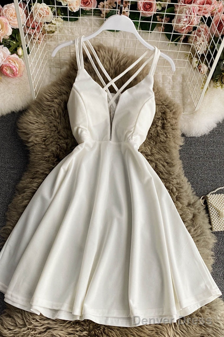 Simple A Line V Neck Short Dress Homecoming Dresses