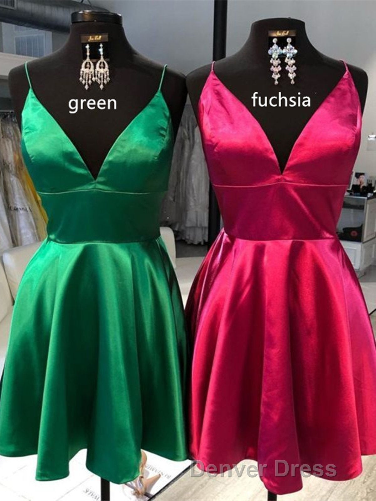 Simple A Line V Neck Short Prom Dress, V Neck Short Prom Homecoming Dresses Secondary image