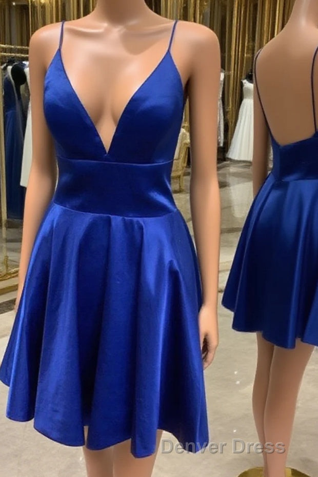 Simple A Line V Neck Short Prom Dress, V Neck Short Prom Homecoming Dresses Main image