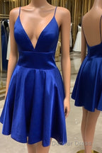 Simple A Line V Neck Short Prom Dress, V Neck Short Prom Homecoming Dresses