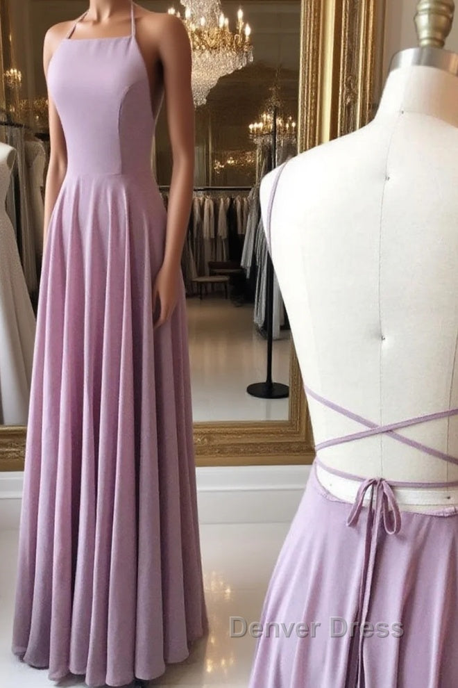 Simple backless chiffon long Prom Dress Main image