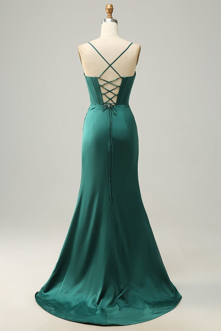 Simple Black Mermaid Floor Length Prom Dresses With Slit