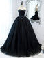 Simple Black Sweetheart Neck Tulle Long Prom Dress, Black Prom Dresses