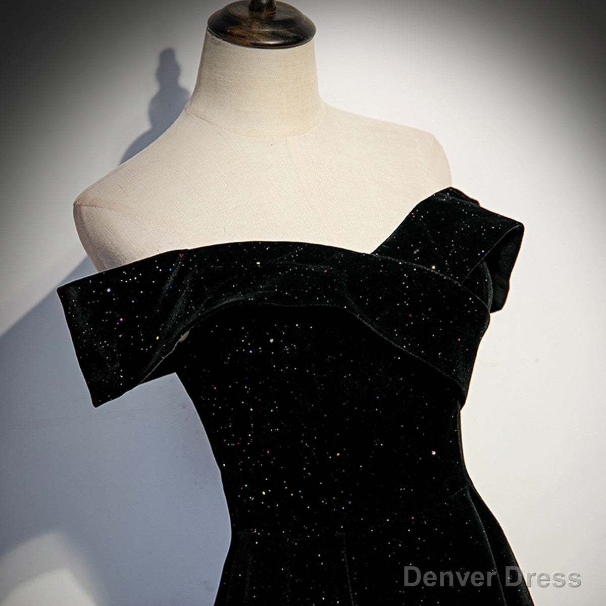 Simple Black Sweetheart Off Shoulder Long Velvet Prom Dress, Black Prom Dresses