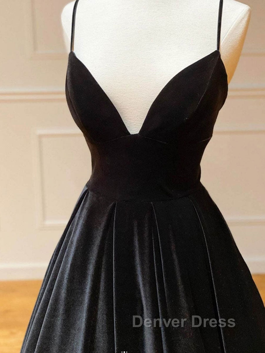Simple Black velvet long prom Dress, black Prom Dresses Secondary image