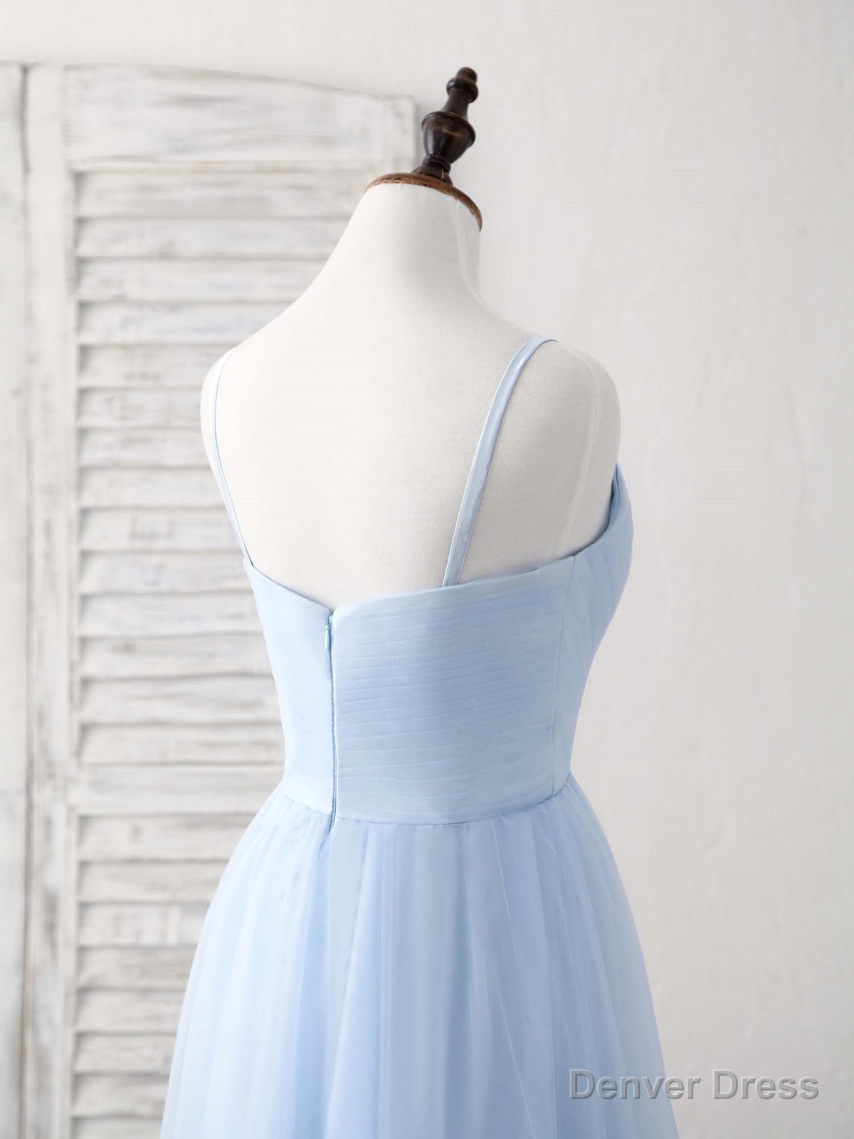Simple Blue Tulle Long Prom Dress Blue Bridesmaid Dresses