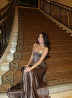 Simple Brown Spaghetti Straps A Line Prom Dress