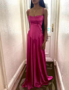 Simple Brown Spaghetti Straps A Line Prom Dress
