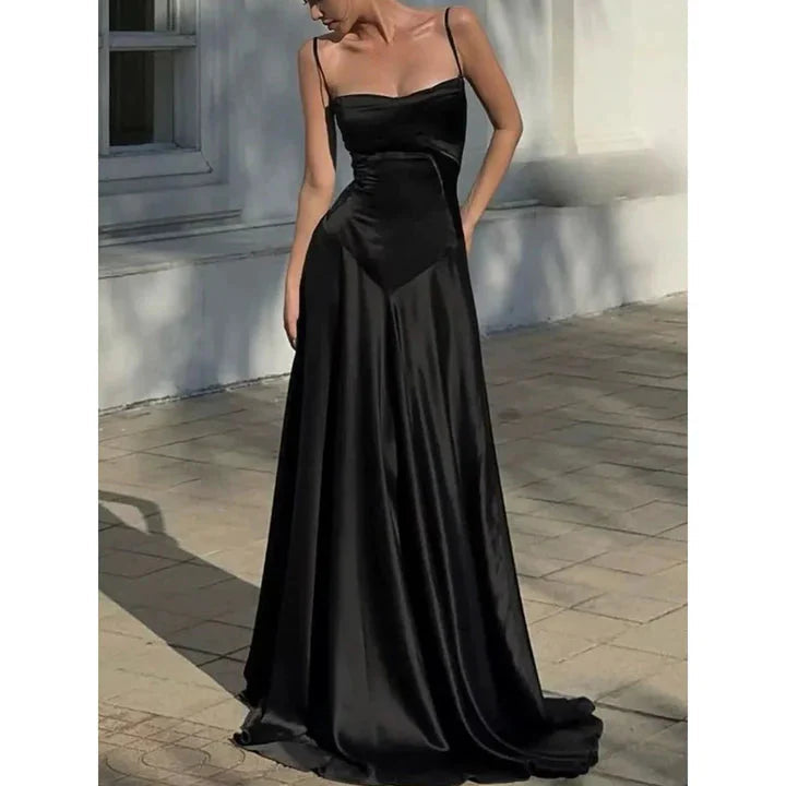 Simple Brown Spaghetti Straps A Line Prom Dress