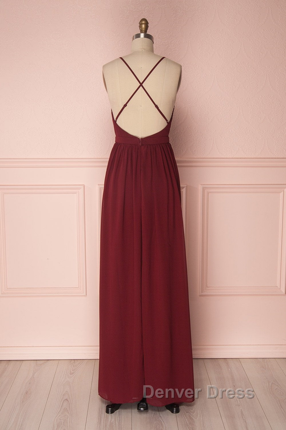 Simple burgundy chiffon long prom Dress burgundy Prom Dresses Secondary image