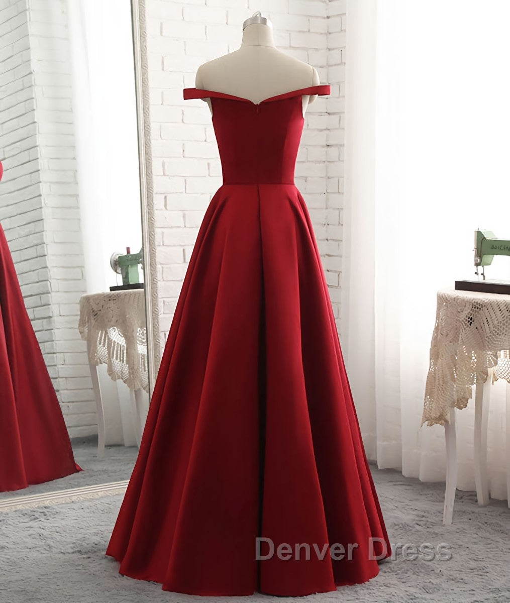 Simple burgundy off shoulder long prom Dress, burgundy Prom Dresses Secondary image
