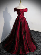 Simple Burgundy Satin Long Prom Dress, Burgundy Prom Dresses