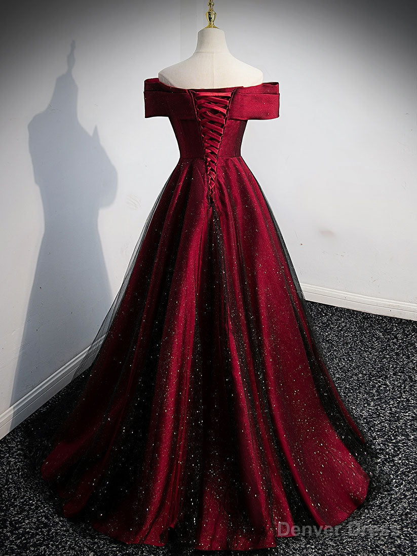 Simple Burgundy Satin Long Prom Dress, Burgundy Prom Dresses