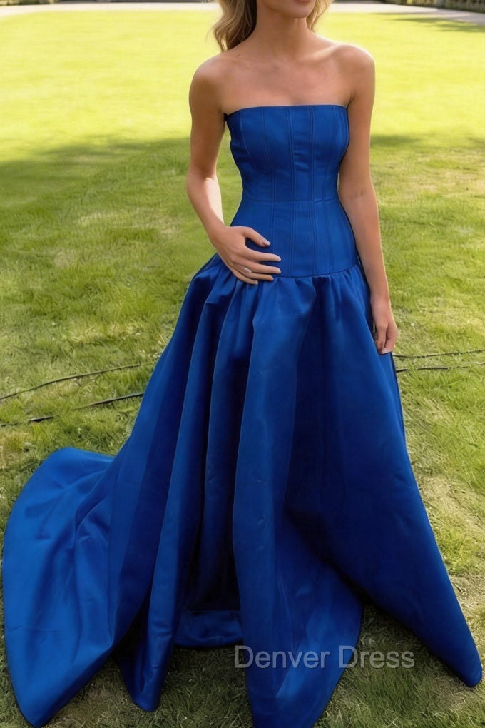 Simple Burgundy Strapless A-line Long Prom Dress