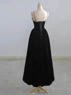 Simple burgundy tea length prom Dress, burgundy homecoming Dresses