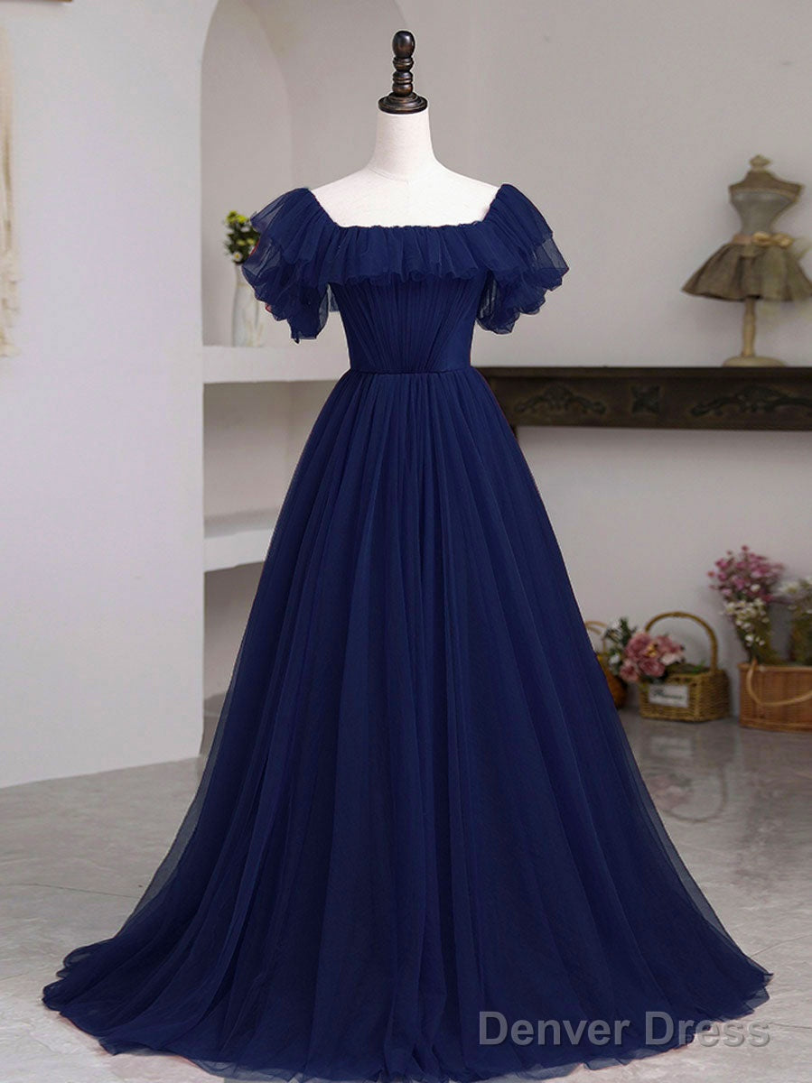 Simple Burgundy Tulle A Line Prom Dress, Burgundy Prom Dresses