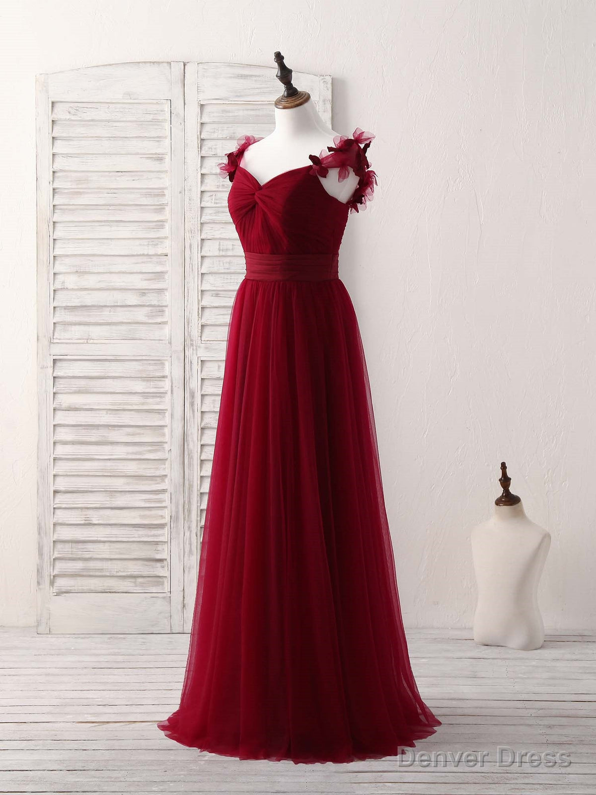 Simple Burgundy Tulle Long Prom Dress Burgundy Bridesmaid Dresses