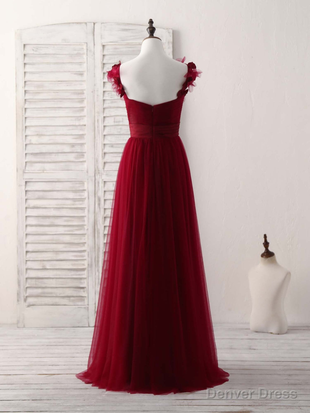 Simple Burgundy Tulle Long Prom Dress Burgundy Bridesmaid Dresses